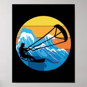 Kitesurfing Kitesurf Kiteboarding Retro Poster