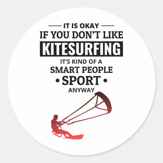 Kitesurfing Kitesurf Kiteboarding Water Sport Ronde Sticker (Voorkant)