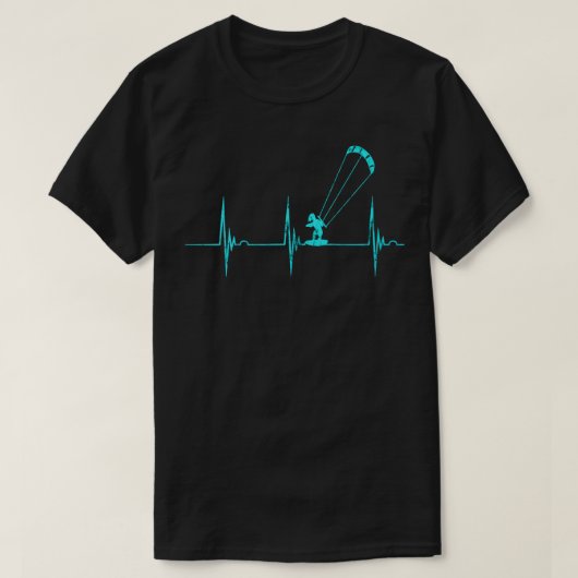 Kitesurfing Kitesurfer Heartbeat EKG Pulse Kiteboa T-shirt (Design voorkant)