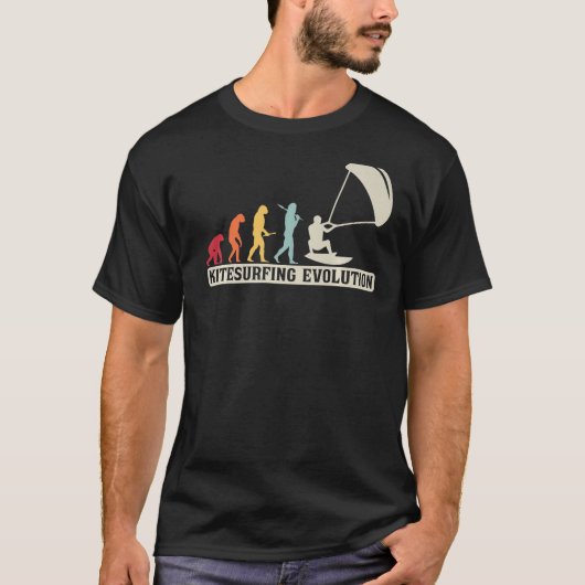 Kitesurfing Retro Vintage Kitesurfer Evolution T-shirt (Voorkant)