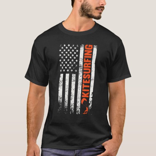 Kitesurfing us flag kiteboard essential kite sport t-shirt (Voorkant)