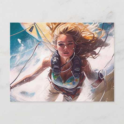 KiteSurfing Woman Briefkaart (Voorkant)