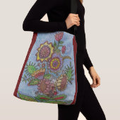 Kitsa in de Flowers Ukraine Folk Art Crossbody Tas (Dichtbij)