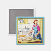 Kitsch 1950s Vintage Baking Housewife Magneet (Voorkant / Achterkant)