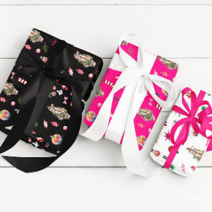 Kitsch Christmas   papierplaatset voor retro-verpa Inpakpapier Vel