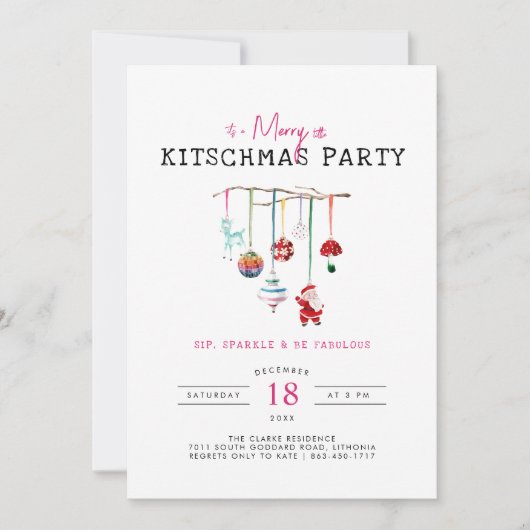 Kitsch Christmas | Retro Holiday Party Kaart (Voorkant)