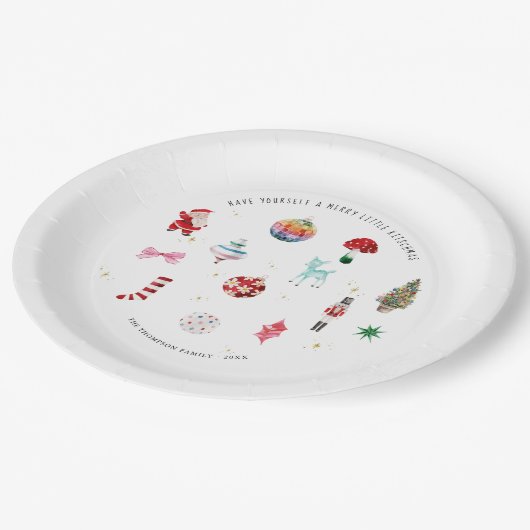 Kitsch Christmas | Retro Holiday Party Papieren Bordje (Gekanteld)