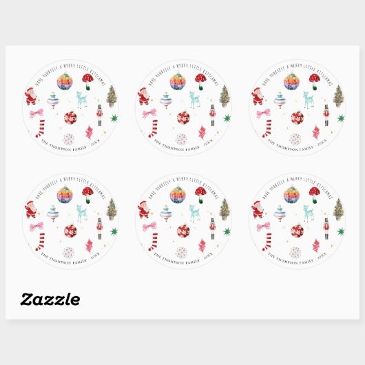 Kitsch Christmas | Retro Holiday Ronde Sticker (Vel)
