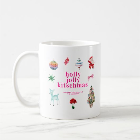 Kitsch Christmas | Retro Holly Jolly Holiday Koffiemok (Links)