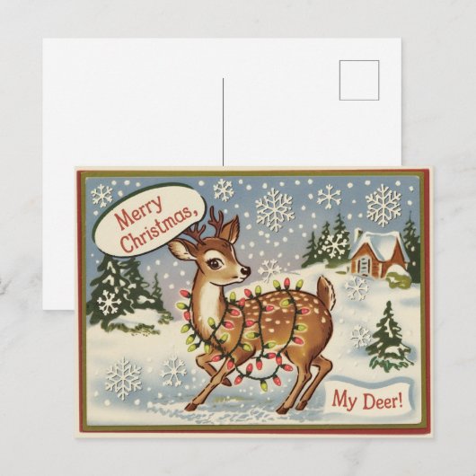 Kitsch Deer Christmas Briefkaart (Voorkant / Achterkant)