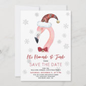 Kitsch Flamingo Kerstfeest Bewaar de datum Save The Date (Voorkant)