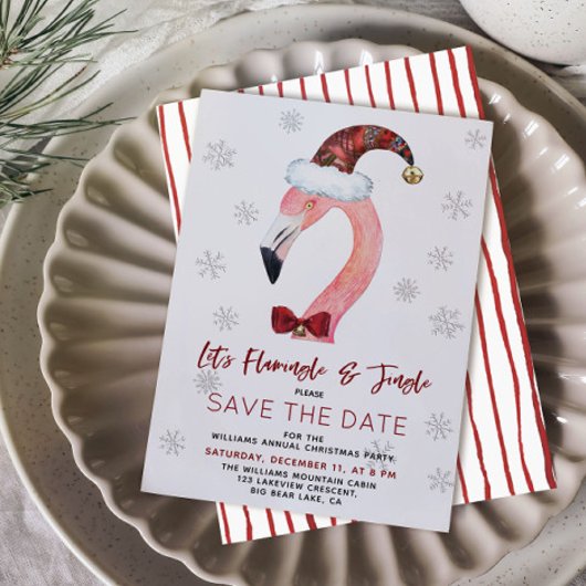 Kitsch Flamingo Kerstfeest Bewaar de datum Save The Date