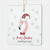 Kitsch Flamingo Plaid Santa Hat Kerstmis Keramisch Ornament (Links)
