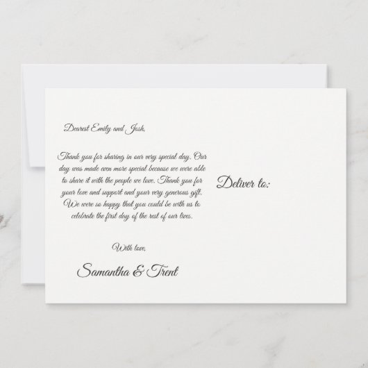 Kitsch Handgeschreven Wedding Dank u Briefkaart (Achterkant)