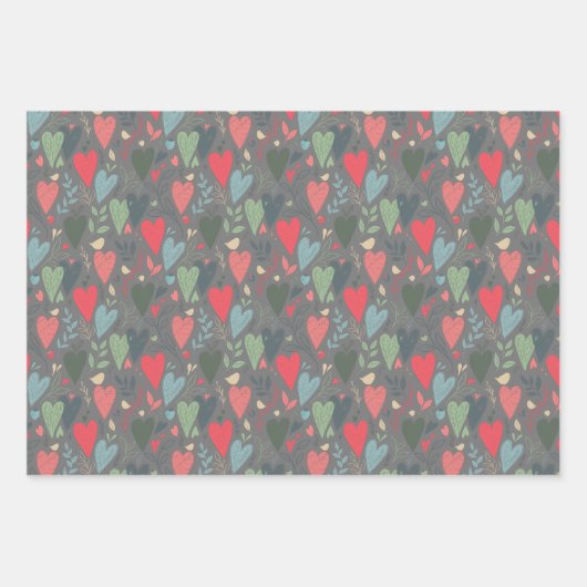 Kitsch Hearts Gift Wrap Inpakpapier Vel (Voorkant 2)