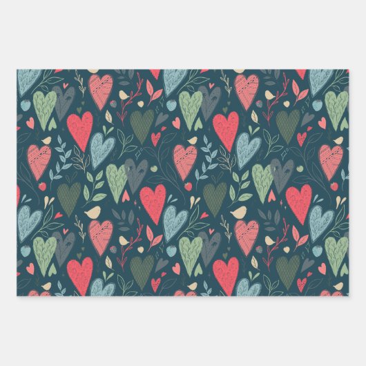 Kitsch Hearts Gift Wrap Inpakpapier Vel (Voorkant)