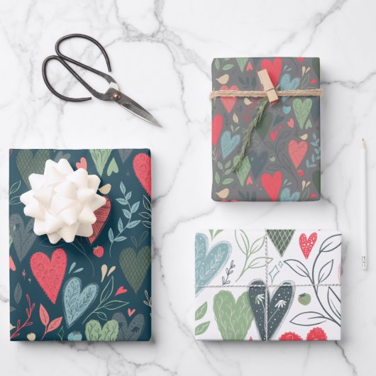 Kitsch Hearts Gift Wrap Inpakpapier Vel (Voorkant)