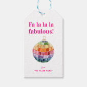 Kitsch Kerst Disco Bal | Fa La La La Fabulous Cadeaulabel (Voorkant)
