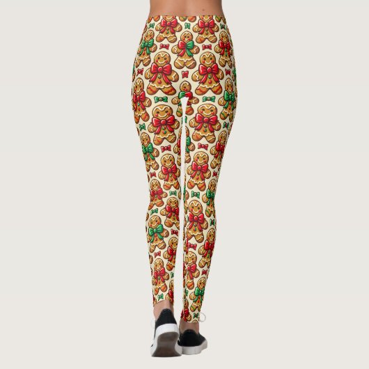  Kitsch Kerst Gingerbread Man en Bogen Leggings (Achterkant)