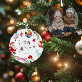 Kitsch Kerstmis | Retro Foto Metalen Ornament