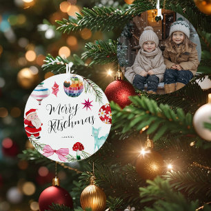Kitsch Kerstmis Retro Foto Metalen Ornament