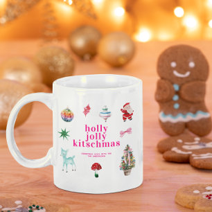 Kitsch Kerstmis Retro Holly Jolly Vakantie Koffiemok