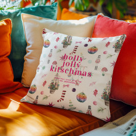 Kitsch Kerstmis | Retro Holly Jolly Vakantie Kussen