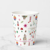 Kitsch Kerstmis | Retro Kerstfeest Monogram Papieren Bekers (Achterkant)
