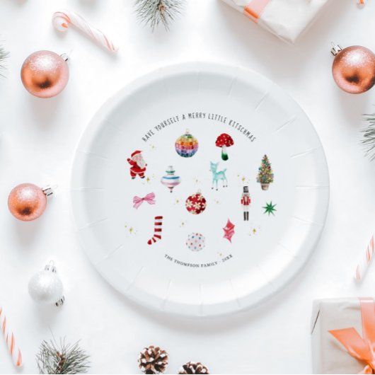 Kitsch Kerstmis | Retro Kerstfeest Papieren Bordje