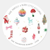 Kitsch Kerstmis | Retro Vakantie Ronde Sticker (Voorkant)