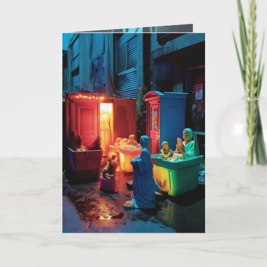 Kitsch kerstscene-Kaart Bedankkaart (Voorkant)