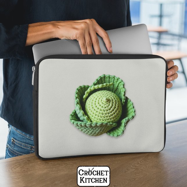 Kitsch Moderne Groene Granny Garden Haakkool Laptop Sleeve (Creator heeft geüpload)