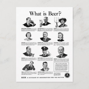  Kitsch Retro Beer Bier 'What is Beer' Ad Briefkaart