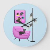 KITSCH RETRO  CAT CLOCK GROTE KLOK (Voorkant)