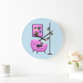KITSCH RETRO  CAT CLOCK GROTE KLOK (Huis)