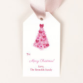 Kitsch Roze Kerstboom Red Bows Feestdagen Cadeaulabel