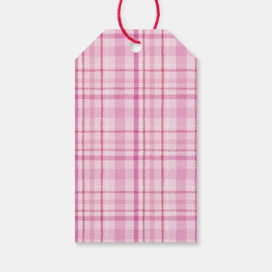 Kitsch Roze Kerstboom Red Bows Feestdagen Cadeaulabel (Achterkant)