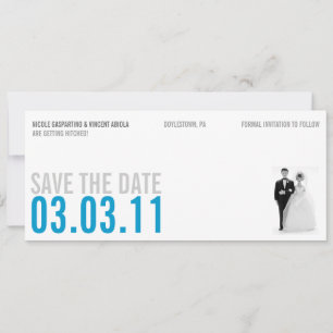 Kitsch Save The Date in helderblauw