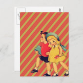  kitsch terug naar school retro kinder briefkaart (Voorkant / Achterkant)