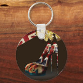 Kitsch Union Jack Stiletto Shoes and gold bow gift Sleutelhanger (Voorkant)