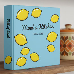Kitsch Yellow Lemons Mom's Kitchen Retro Blue 1 1/2" Multomap