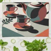 Kitschen stijl 50's abstracte thee en koekjes theedoek (Gevouwen)