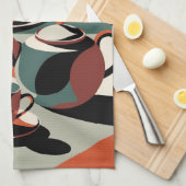 Kitschen stijl 50's abstracte thee en koekjes theedoek (Quarter Fold)