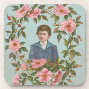 Kitscherige antieke Duitse Valentijnskaart, 1884 Bier Onderzetter