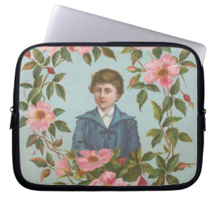 Kitscherige antieke Duitse Valentijnskaart, 1884 Laptop Sleeve
