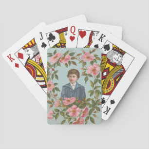 Kitscherige antieke Duitse Valentijnskaart, 1884 Pokerkaarten
