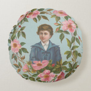 Kitscherige antieke Duitse Valentijnskaart, 1884 Rond Kussen