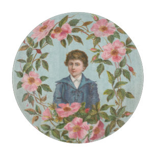 Kitscherige antieke Duitse Valentijnskaart, 1884 Snijplank