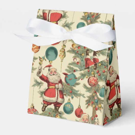 Kitscherige Kerstman en versieringen  Bedankdoosjes (Voorkant Zijde)