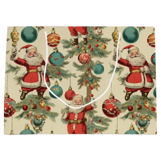 Kitscherige Kerstman en versieringen Groot Cadeauzakje (Voorkant)